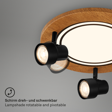 BRILONER Stropní svítidlo, 30 cm, 3x GU10, max. 9W, černá BRILO 3763035