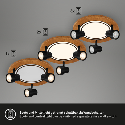 BRILONER Stropní svítidlo, 30 cm, 3x GU10, max. 9W, černá BRILO 3763035