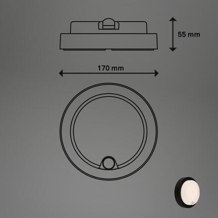 BRILONER nabíjecí LED svítidlo s pohybovým a soumrakovým senzorem, 17 cm, 4W, 700lm, černé 3765015