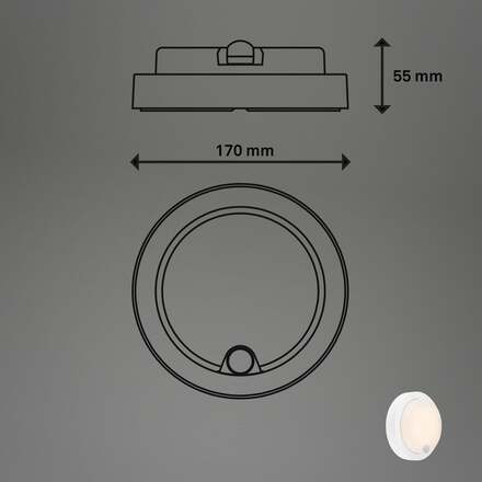 BRILONER nabíjecí LED svítidlo s pohybovým a soumrakovým senzorem, 17 cm, 4W, 700lm, bílé 3765016