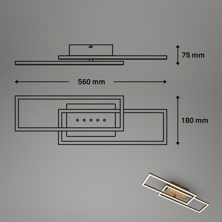 BRILONER LED stropní svítidlo, 56 cm, paměť, 30W, 2850lm, hnědo-zlatá BRILO 3774017