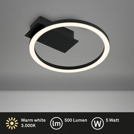 BRILONER LED stropní svítidlo, 21 cm, 5W, 500lm, černá 3778015