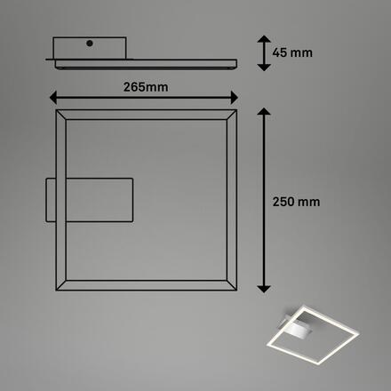 BRILONER LED stropní svítidlo, 26,5 cm, 14W, 400lm, matný chrom 3780014