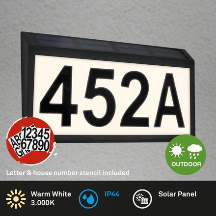 BRILONER LED solární svítidlo domovní číslo, soumrakový senzor, ochrana proti stříkající vodě 3797015