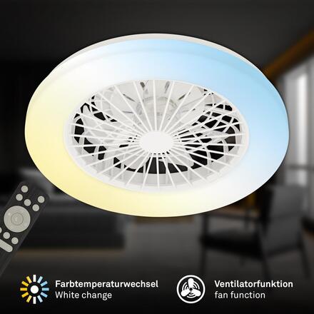 BRILONER LED stropní svítidlo s ventilátorem, 5 rychlostí, dálkový ovladač, CCT, bílé 3800016