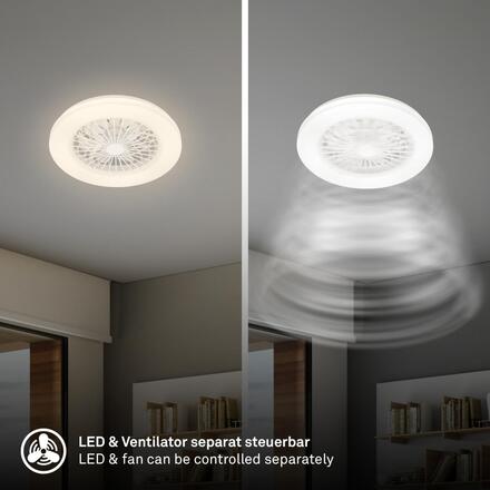 BRILONER LED stropní svítidlo s ventilátorem, 5 rychlostí, dálkový ovladač, CCT, bílé 3800016