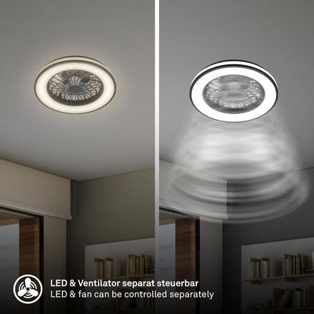 BRILONER LED stropní svítidlo s ventilátorem, 5 rychlostí, dálkový ovladač, CCT, černé 3801015