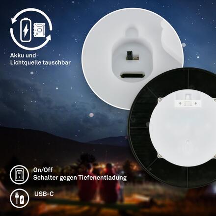 BRILONER Aurora LED nástěnné svítidlo nabíjecí, IP54, stmívatelné, dotykový vypínač, černé 3806015