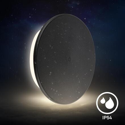 BRILONER Aurora LED nástěnné svítidlo nabíjecí, IP54, stmívatelné, dotykový vypínač, černé 3806015