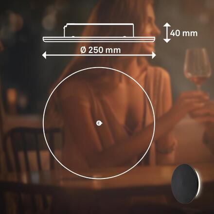 BRILONER Aurora LED nástěnné svítidlo nabíjecí, IP54, stmívatelné, dotykový vypínač, černé 3806015