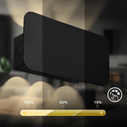 BRILONER LED nabíjecí nástěnné svítidlo 17x9 cm – bezdrátové, stmívatelné, Up/Downlight, dotykový vypínač, černá 3807015