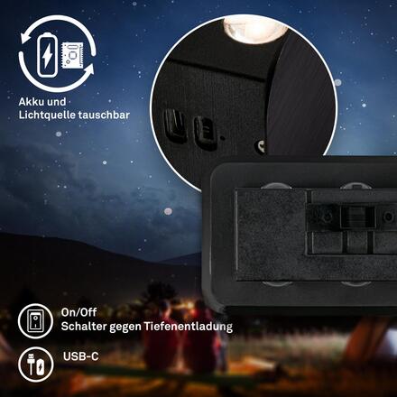 BRILONER LED nabíjecí nástěnné svítidlo 17x9 cm – bezdrátové, stmívatelné, Up/Downlight, dotykový vypínač, černá 3807015