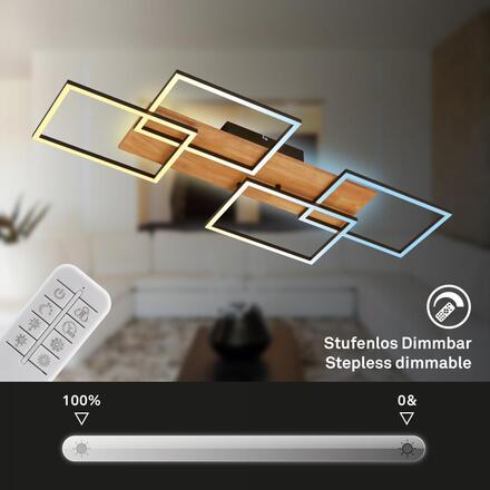 BRILONER Cornice LED stropní svítidlo, stmívatelné, 4 rámy, 5200lm, 47W, CCT, dálkový ovladač, černá 3810014