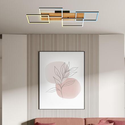BRILONER Cornice LED stropní svítidlo, stmívatelné, 4 rámy, 5200lm, 47W, CCT, dálkový ovladač, černá 3810014