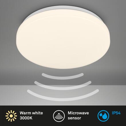 BRILONER Walk LED stropní svítidlo IP54, 3m dosah čidla, pohybové čidlo bílé 3827016