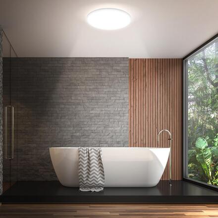 BRILONER Rowny LED stropní svítidlo do koupelny, dálkový ovladač, stmívatelné, CCT, přímé a nepřímé osvětlení, kruhové 35 cm, bílé 3834016