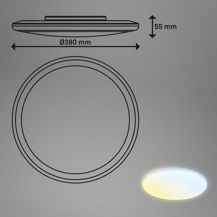 BRILONER Rowny LED stropní svítidlo do koupelny, dálkový ovladač, stmívatelné, CCT, přímé a nepřímé osvětlení, kruhové 35 cm, bílé 3834016