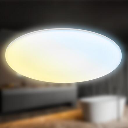 BRILONER Rowny LED stropní svítidlo do koupelny, dálkový ovladač, stmívatelné, CCT ovladač, přímé a nepřímé osvětlení, kruhové 45 cm, bílé 3835016