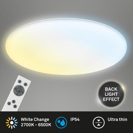 BRILONER Rowny LED stropní svítidlo do koupelny, dálkový ovladač, stmívatelné, CCT ovladač, přímé a nepřímé osvětlení, kruhové 45 cm, bílé 3835016