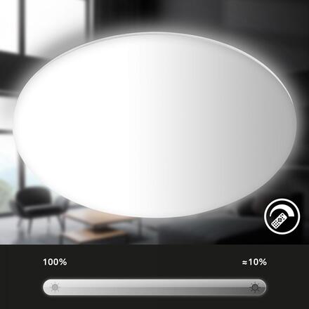 BRILONER Rowny LED stropní svítidlo do koupelny, dálkový ovladač, stmívatelné, CCT ovladač, přímé a nepřímé osvětlení, kruhové 45 cm, bílé 3835016