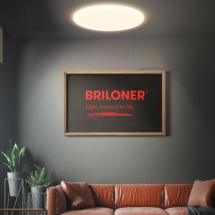 BRILONER Rowny LED stropní svítidlo do koupelny, dálkový ovladač, stmívatelné, CCT ovladač, přímé a nepřímé osvětlení, kruhové 45 cm, bílé 3835016