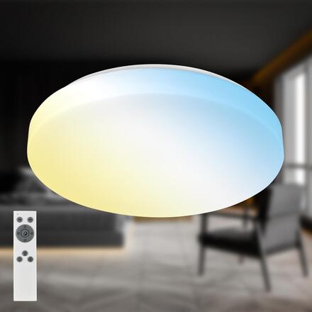 BRILONER Rowno LED stropní svítidlo, stmívatelné, CCT, dálkový ovladač, kruhové 39 cm, bílé 3837016