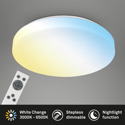 BRILONER Rowno LED stropní svítidlo, stmívatelné, CCT, dálkový ovladač, kruhové 39 cm, bílé 3837016