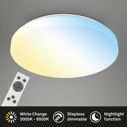 BRILONER Rowno LED stropní svítidlo, stmívatelné, CCT, dálkový ovladač, kruhové 49 cm, bílé 3838016