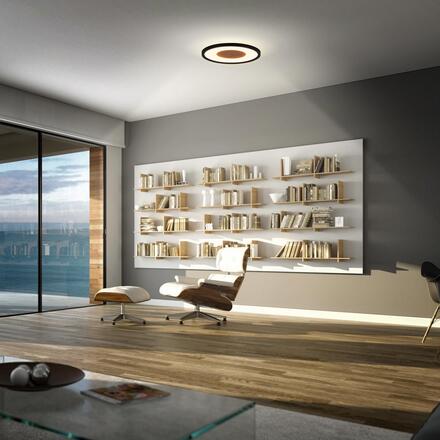 BRILONER Sufit Wood LED stropní svítidlo ploché, dřevěný dekor, přímé a nepřímé osvětlení, černá 3850015