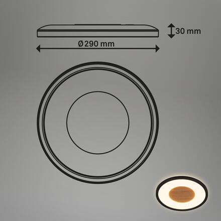 BRILONER Sufit Wood LED stropní svítidlo ploché, dřevěný dekor, přímé a nepřímé osvětlení, černá 3850015