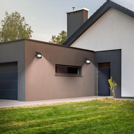 BRILONER Solární LED venkovní nástěnné svítidlo vč. IR senzoru, černé, 5W, 400 lm, sklo/plast 3856015