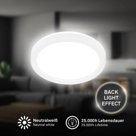 BRILONER Slim Case stropní svítidlo pr.19 cm - 12W, 1400lm, neutrální bílá, LED, bílé 3860416