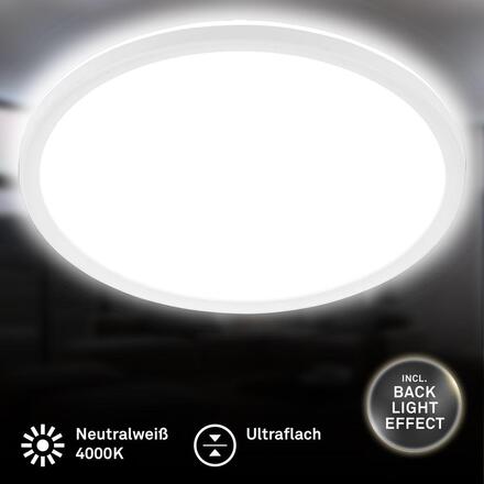 BRILONER Slim Case stropní svítidlo pr.29,5 cm - 18W, 2400lm, neutrální bílá, LED, bílé 3862416