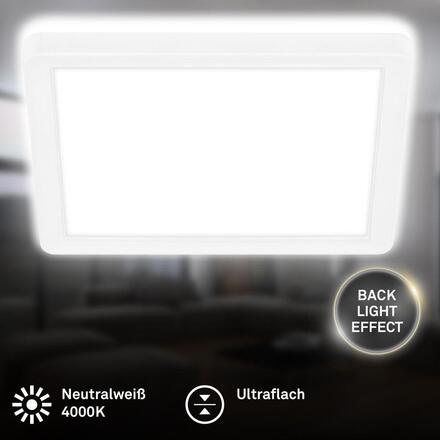 BRILONER Slim Case stropní svítidlo 19x19 cm - 12W, 1400lm, neutrální bílá, LED, bílé 3863416