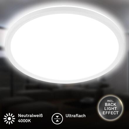 BRILONER Slim Case stropní svítidlo pr.42 cm - 22W, 3000lm, neutrální bílá, LED, bílé 3864416