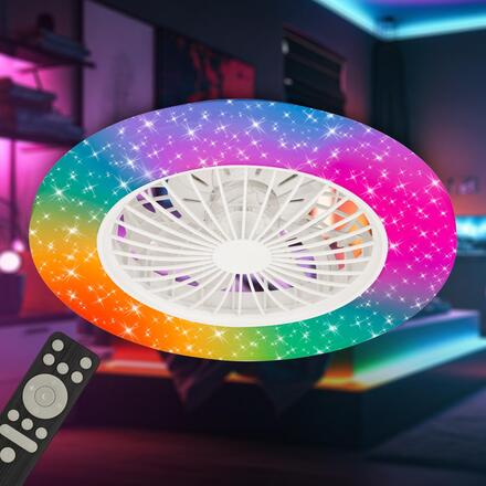 BRILONER Tuuletin A stropní svítidlo s ventilátorem pr.48,5 cm - 48W, 5300lm, LED, stmívatelné, dálkový ovladač, CCT, RGBIC, bílé 3890016