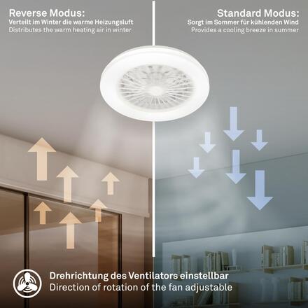 BRILONER Tuuletin A stropní svítidlo s ventilátorem pr.48,5 cm - 48W, 5300lm, LED, stmívatelné, dálkový ovladač, CCT, RGBIC, bílé 3890016