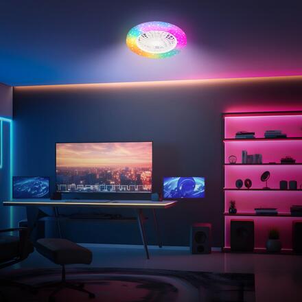 BRILONER Tuuletin A stropní svítidlo s ventilátorem pr.48,5 cm - 48W, 5300lm, LED, stmívatelné, dálkový ovladač, CCT, RGBIC, bílé 3890016