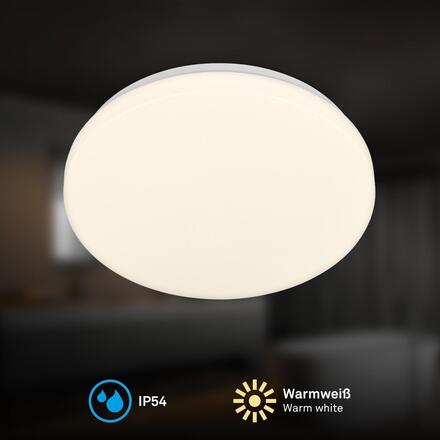 BRILONER Mojo stropní svítidlo pr.27 cm - 12W, 1300lm, LED, teplá bílá, IP54, bílé 3891016