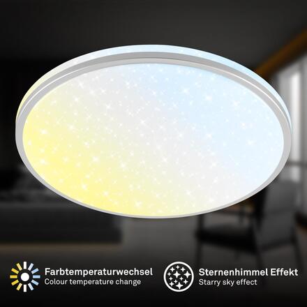 BRILONER Stela stropní svítidlo pr.33 cm - 22W, 2400lm, LED, stmívatelné, CCT, dálkový ovladač, matný chrom 3895014