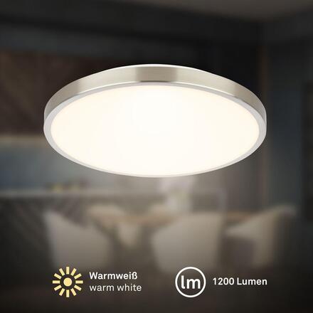 BRILONER Competo stropní svítidlo pr.24 cm - 12W, 1300lm, LED, teplá bílá, matný nikl 3901012