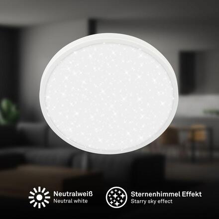 BRILONER Competo stropní svítidlo pr.24 cm - 12W, 1300lm, LED, neutrální bílá, bílé 3902016