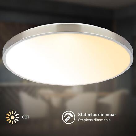 BRILONER Competo stropní svítidlo pr.38 cm - 24W, 2600lm, stmívatelné, dálkový ovladač, CCT teplá/neutrální bílá, matný nikl 3906012
