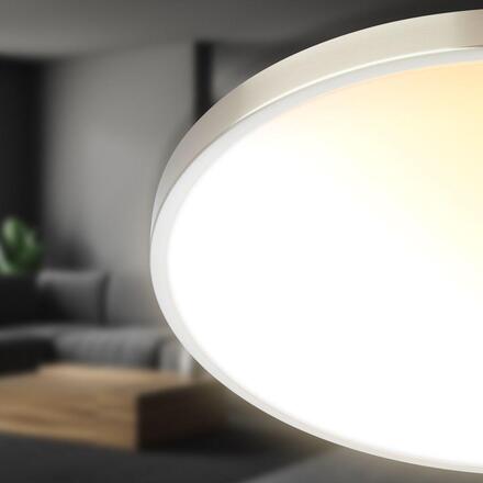 BRILONER Competo stropní svítidlo pr.38 cm - 24W, 2600lm, stmívatelné, dálkový ovladač, CCT teplá/neutrální bílá, matný nikl 3906012