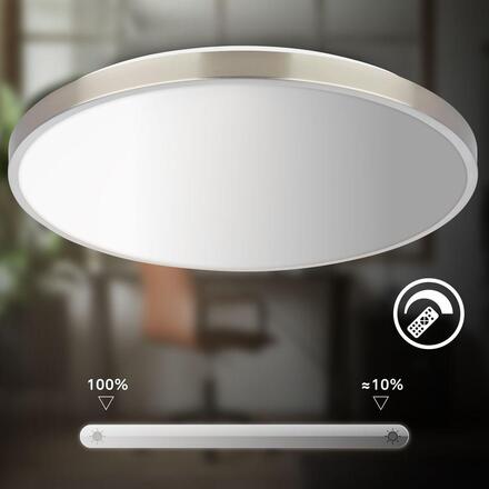 BRILONER Competo stropní svítidlo pr.38 cm - 24W, 2600lm, stmívatelné, dálkový ovladač, CCT teplá/neutrální bílá, matný nikl 3906012