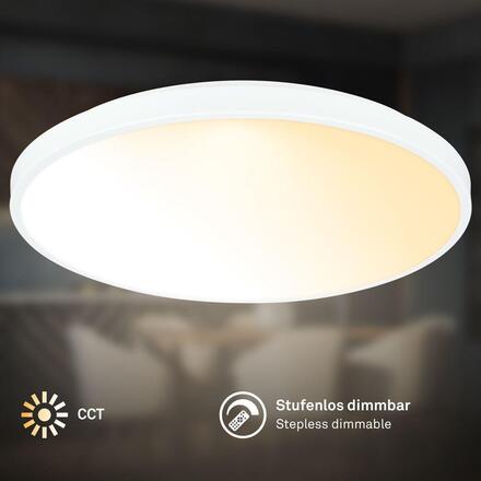 BRILONER Competo stropní svítidlo pr.38 cm - 24W, 2600lm, stmívatelné, dálkový ovladač, CCT teplá/neutrální bílá, bílé 3906016