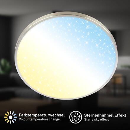 BRILONER Competo stropní svítidlo pr.38 cm - 24W, 2600lm, stmívatelné, hvězdné nebe, CCT teplá - denní bílá, bílé 3907012