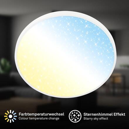 BRILONER Competo stropní svítidlo pr.38 cm - 24W, 2600lm, stmívatelné, hvězdné nebe, CCT teplá - denní bílá, matný nikl 3907016