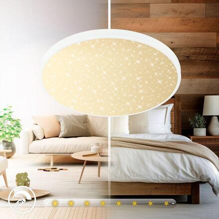 BRILONER Competo stropní svítidlo pr.38 cm - 24W, 2600lm, stmívatelné, hvězdné nebe, CCT teplá - denní bílá, matný nikl 3907016