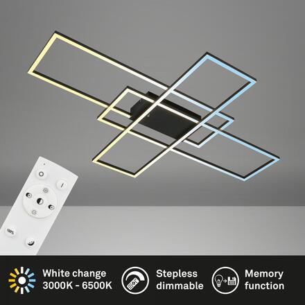 BRILONER Roami LED stropní svítidlo, stmívatelné, dálkový ovladač, CCT ovladač, černá 3931015
